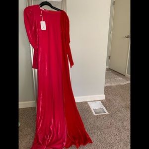 Pink and red color block gown